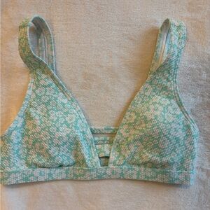 Source Unknown Green and White Bikini with Vintage Floral Design